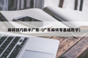 麻将技巧新手广东（广东麻将零基础教学）