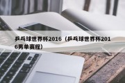 乒乓球世界杯2016（乒乓球世界杯2016男单赛程）