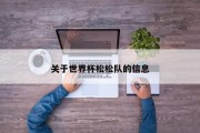 关于世界杯松松队的信息