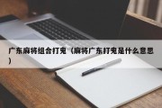 广东麻将组合打鬼（麻将广东打鬼是什么意思）